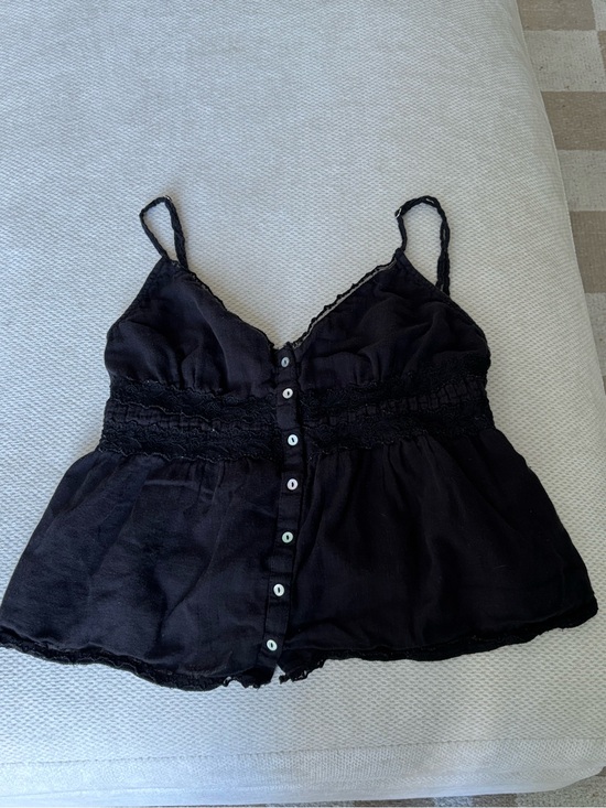 Zara Tops - Zara Black Spaghetti Strap Button-Front Tank Top